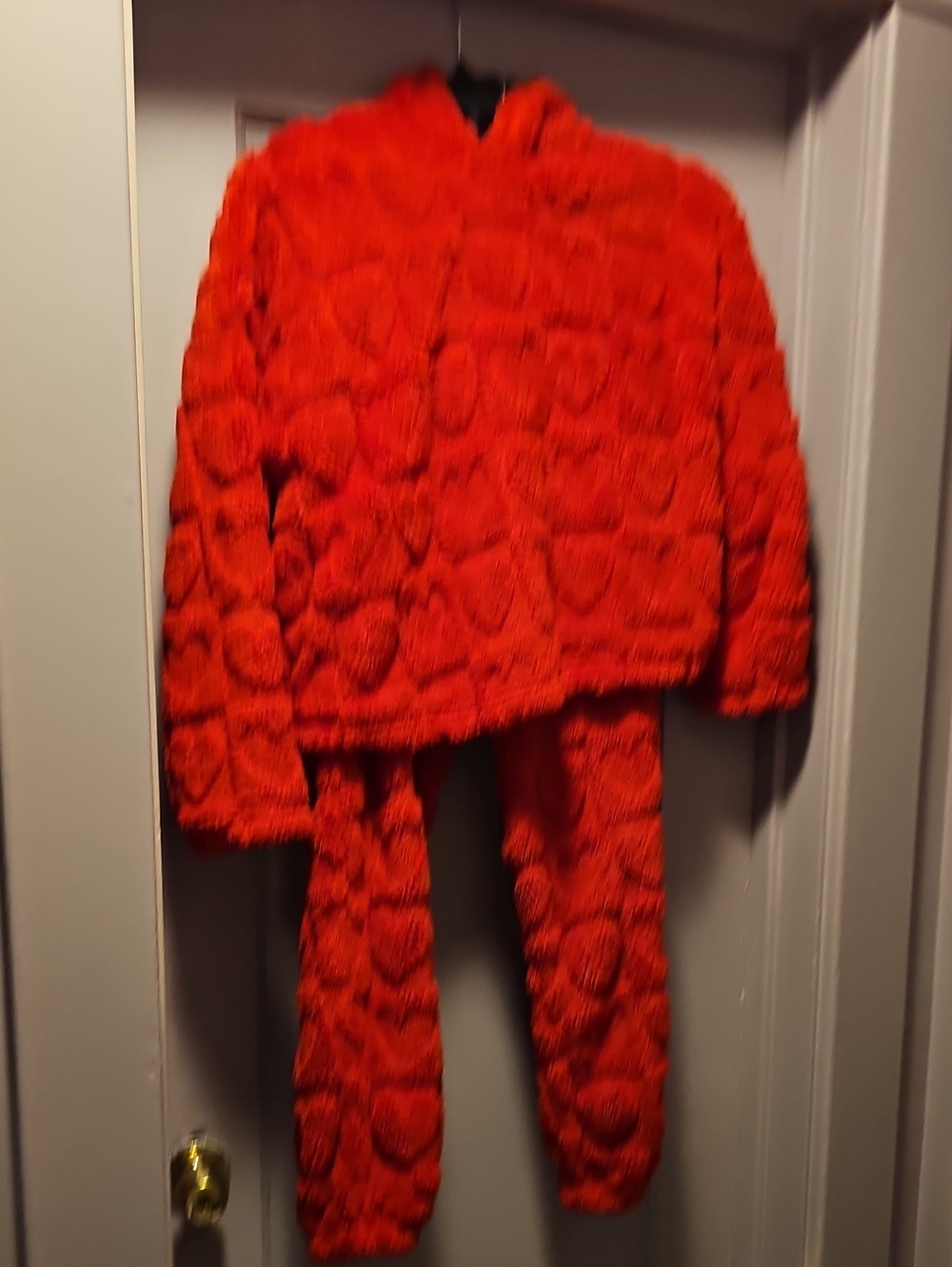 Women's Red Faux-Fur Track Pants - Cozy Jogger Style